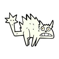 comic cartoon frightened cat N6