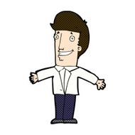 comic cartoon grining man with open arms N3