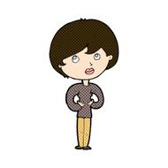 comic cartoon woman making Who Me? gesture N15