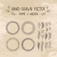 Hand drawn frame and wreath