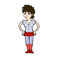 comic cartoon woman with hands on hips N64