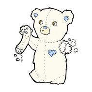 comic cartoon teddy polar bear with torn arm