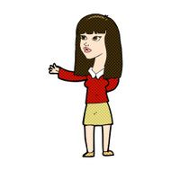 comic cartoon woman gesturing to show something N6