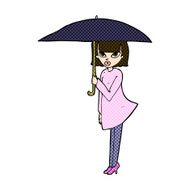 comic cartoon woman with umbrella N3