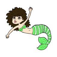 comic cartoon pretty mermaid waving N3