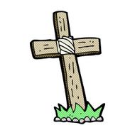 comic cartoon wooden cross grave N7