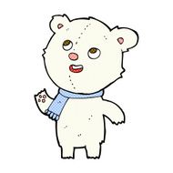 comic cartoon polar bear wearing scarf