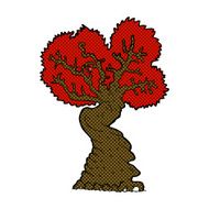 comic cartoon big red old tree