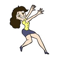 comic cartoon happy woman jumping N3