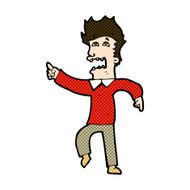 comic cartoon frightened man pointing N3