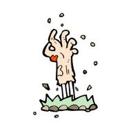 comic cartoon zombie hand rising from ground N3