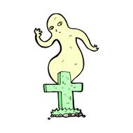 comic cartoon ghost rising from grave N6