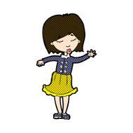 comic cartoon waving woman N34