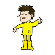 comic cartoon poor boy with positive attitude N3
