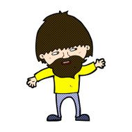 comic cartoon happy bearded man waving N3