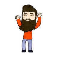 comic cartoon bearded man waving arms N3