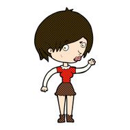 comic cartoon waving woman N35