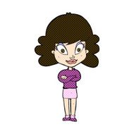 comic cartoon happy woman with folded arms N6