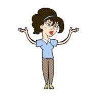 comic cartoon woman raising hands in air N6
