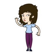 comic cartoon pretty woman waving N25