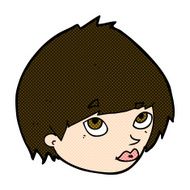 comic cartoon female face looking up N3