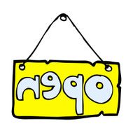 comic cartoon open shop sign N3