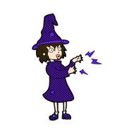 comic cartoon witch casting spell N5