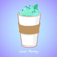 Hand drawn vector illustration - coffee drink with mint N2