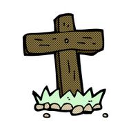 comic cartoon wooden cross grave N8