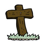 comic cartoon wooden cross grave N9