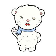 comic cartoon polar bear wearing scarf N2