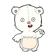 comic cartoon waving polar bear cub N7