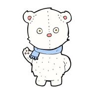 comic cartoon waving polar bear cub N8