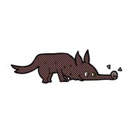 comic cartoon dog sniffing floor N2