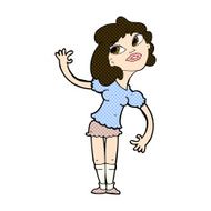 comic cartoon woman waving N95