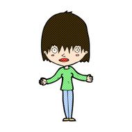 comic cartoon woman shrugging shoulders N129