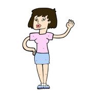 comic cartoon woman waving N96