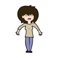 comic cartoon woman shrugging shoulders N131