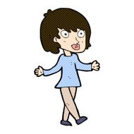 comic cartoon woman with open arms N30