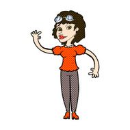 comic cartoon pilot woman waving N3