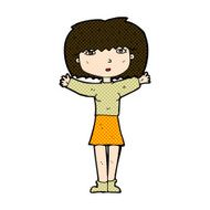 comic cartoon woman raising arms in air N3