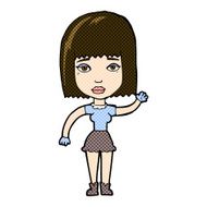 comic cartoon waving woman N37