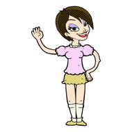 comic cartoon waving woman N38