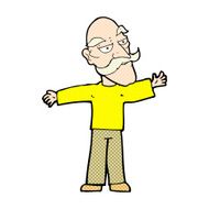 comic cartoon old man spreading arms wide N3