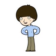 comic cartoon happy boy with hands on hips N3