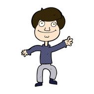 comic cartoon happy man waving N11