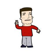 comic cartoon man giving peace sign N18
