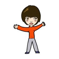 comic cartoon waving woman N39