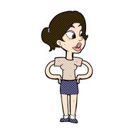 comic cartoon woman with hands on hips N66