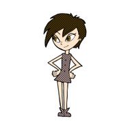 comic cartoon girl with hands on hips N6